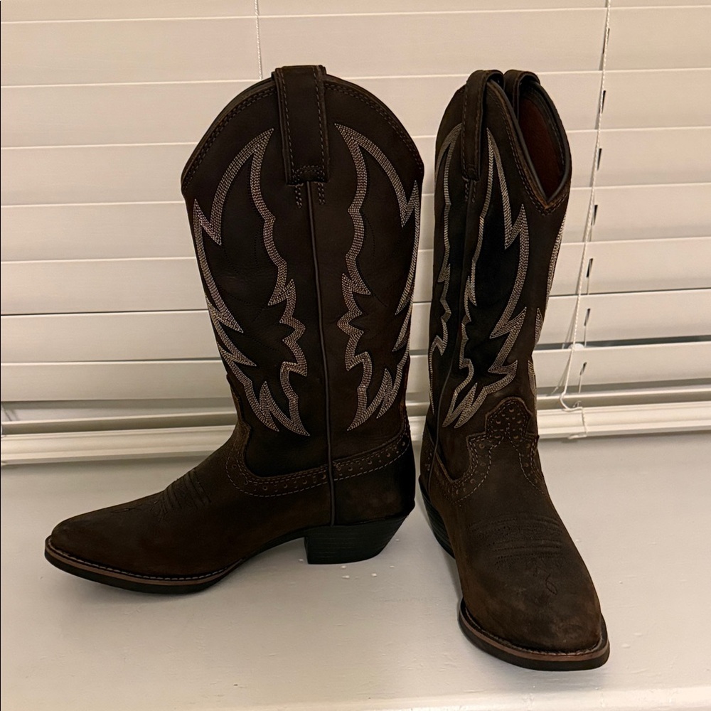 Justin Boots Dark Brown Heeled Western Boots
